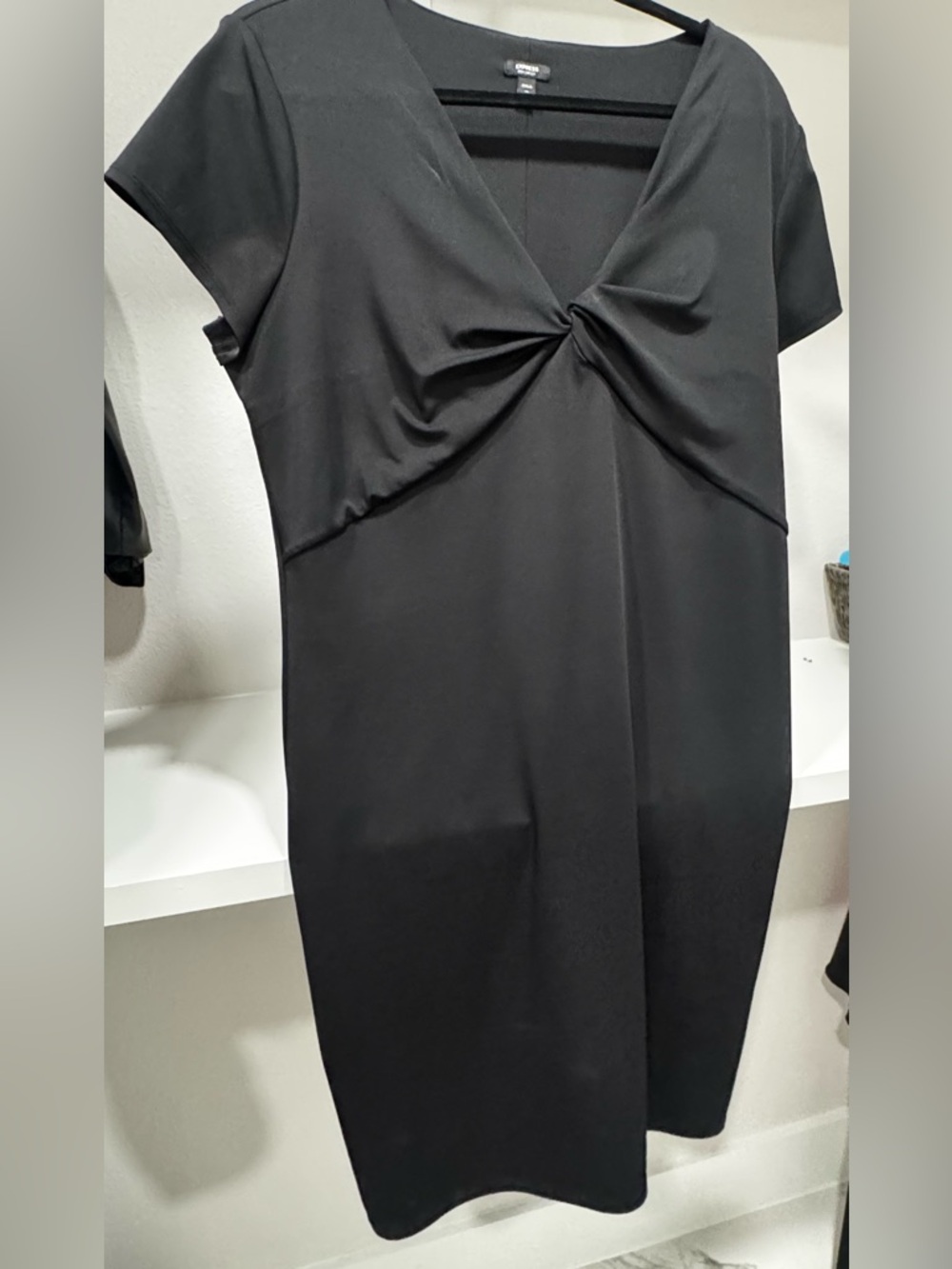 Express Black Twist-Front Midi Dress